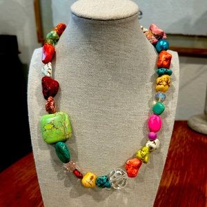Fun, Fun, Fun around your neck!! A 18 inch colorful dyed Howlite stone necklace!